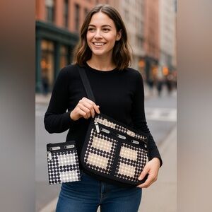 🖤 LeSportsac Classic Hobo Crossbody + Matching Zip Pouch